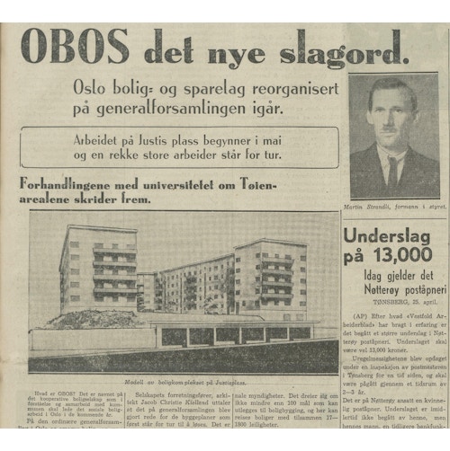 Utsnitt av OBOS-artikkel i Arbeiderbladet 1935