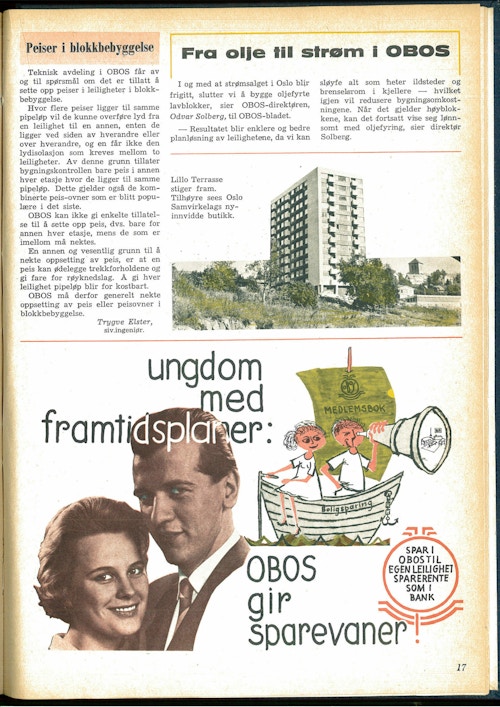 Faksimile av OBOS bank sparereklame fra 1960 tallet