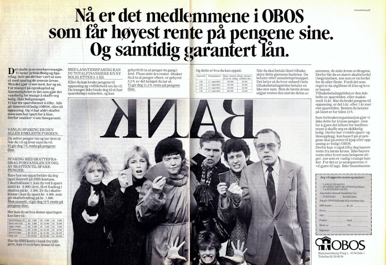 Faksimile av en annonse for lån og sparing fra 80-tallet